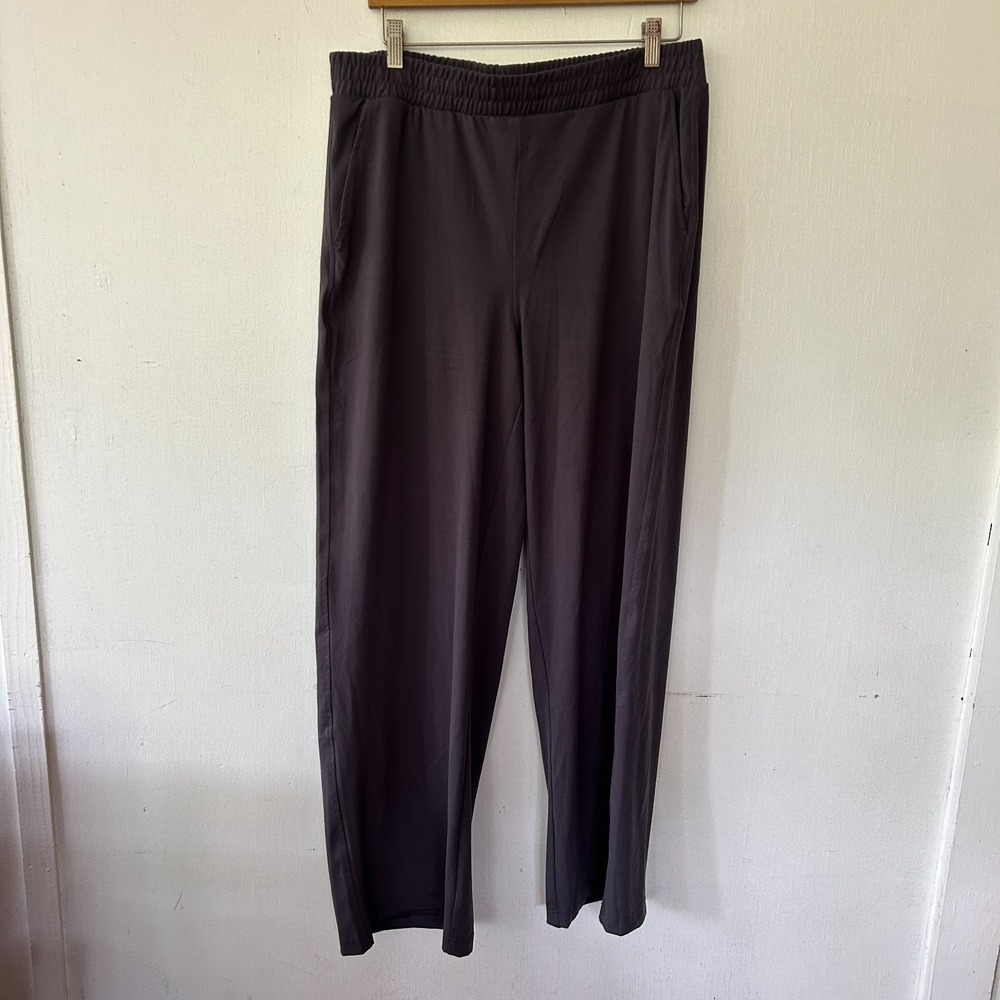 Yogalicious Pull On Pants Womens XL Gray Stretchy Elastic Lounge Active Wide Leg